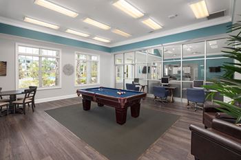 Billiards Table In Clubhouse at Abberly Chase Apartment Homes by HHHunt, South Carolina, 29936